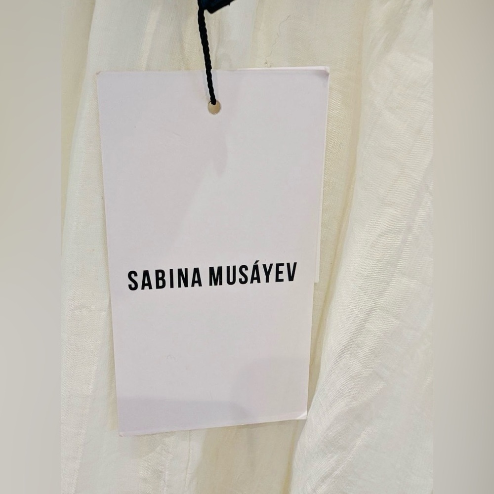 NWT Sabina Musayev Ivory Side & Back Cut Out Midi Dress Size Large - Picture 13 of 14